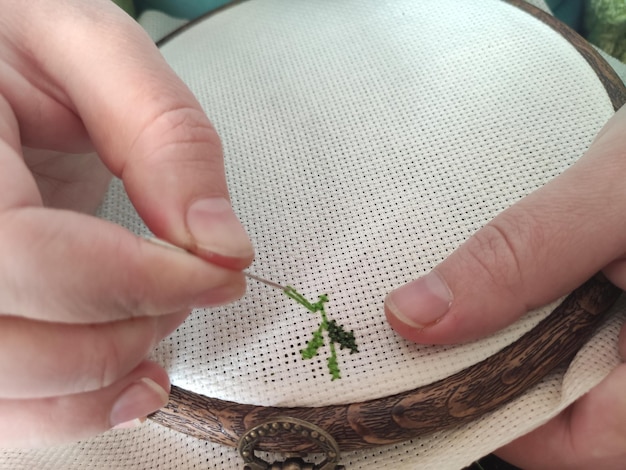 haftowane wzory na płótnie